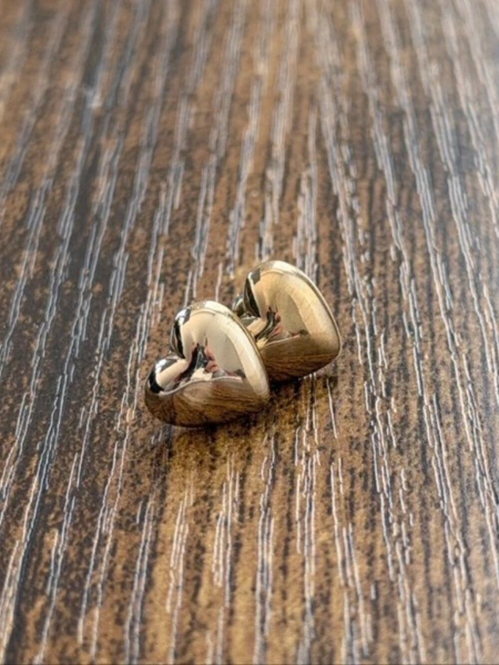 Vintage Gold Tone Puffy Heart Stud Earrings